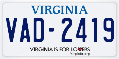 VA license plate VAD2419