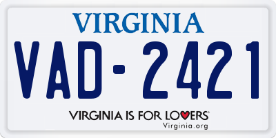 VA license plate VAD2421