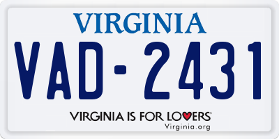 VA license plate VAD2431