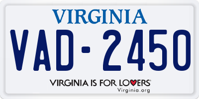 VA license plate VAD2450