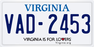 VA license plate VAD2453