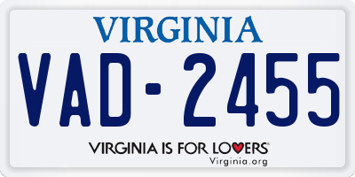 VA license plate VAD2455