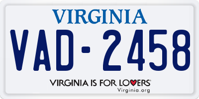 VA license plate VAD2458