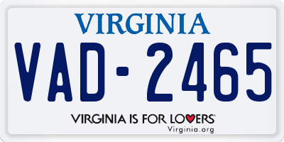 VA license plate VAD2465