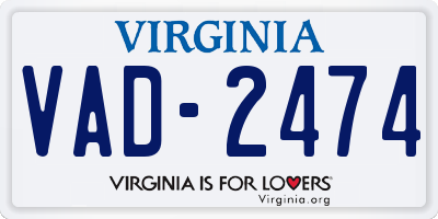 VA license plate VAD2474