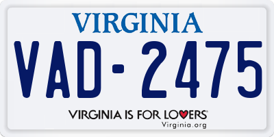 VA license plate VAD2475