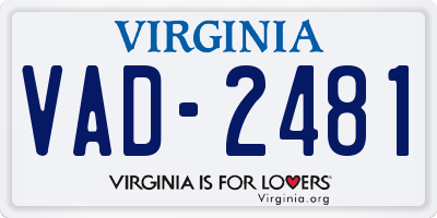 VA license plate VAD2481