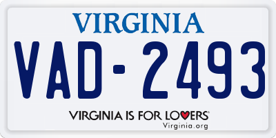 VA license plate VAD2493