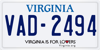 VA license plate VAD2494