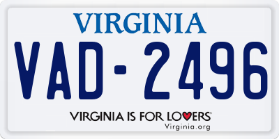 VA license plate VAD2496