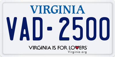 VA license plate VAD2500