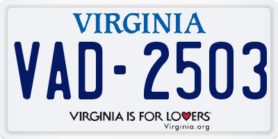 VA license plate VAD2503