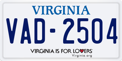 VA license plate VAD2504