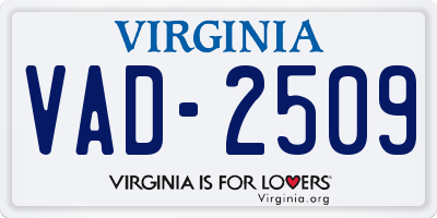 VA license plate VAD2509