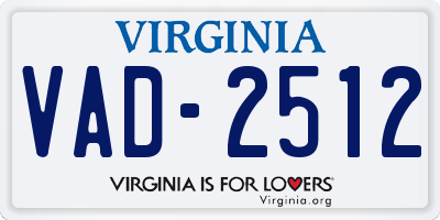 VA license plate VAD2512