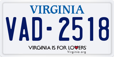 VA license plate VAD2518
