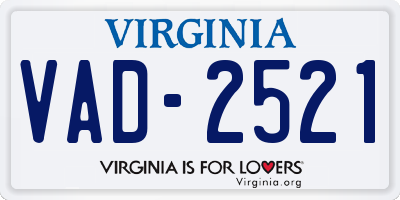 VA license plate VAD2521