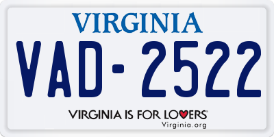 VA license plate VAD2522