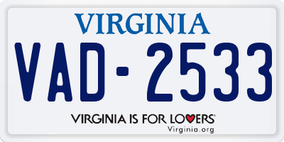 VA license plate VAD2533