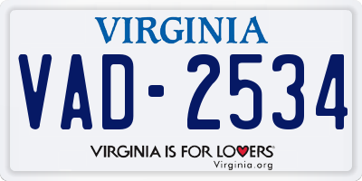 VA license plate VAD2534