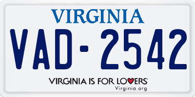 VA license plate VAD2542