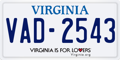 VA license plate VAD2543