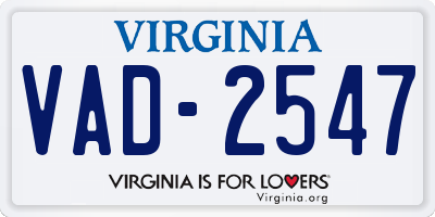 VA license plate VAD2547