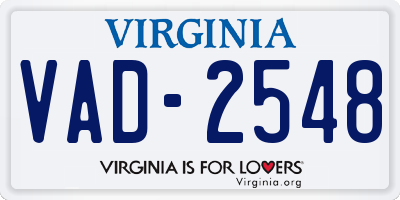VA license plate VAD2548