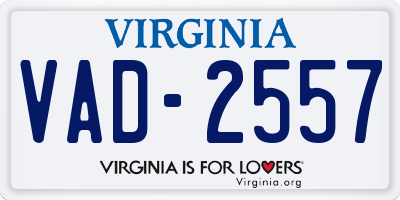 VA license plate VAD2557
