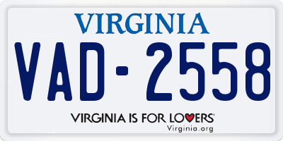 VA license plate VAD2558