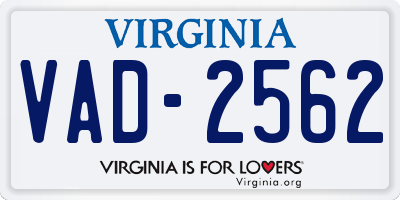VA license plate VAD2562