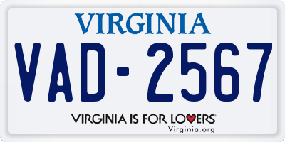 VA license plate VAD2567