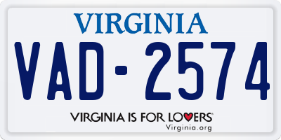 VA license plate VAD2574