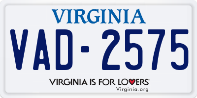 VA license plate VAD2575