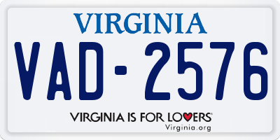 VA license plate VAD2576