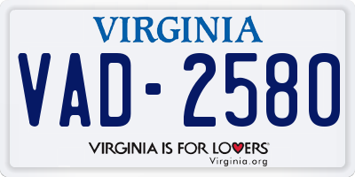 VA license plate VAD2580