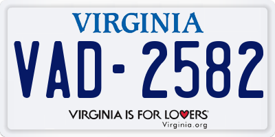 VA license plate VAD2582