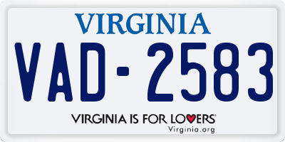 VA license plate VAD2583