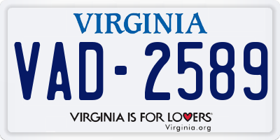 VA license plate VAD2589