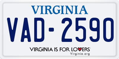 VA license plate VAD2590