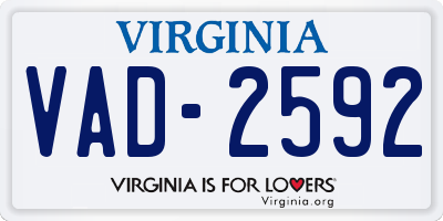 VA license plate VAD2592