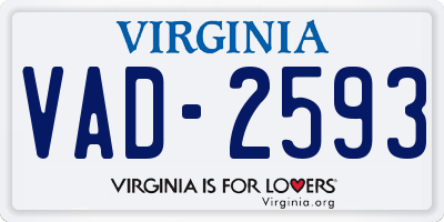 VA license plate VAD2593