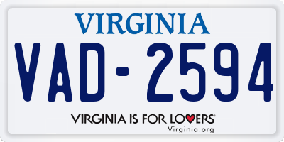 VA license plate VAD2594