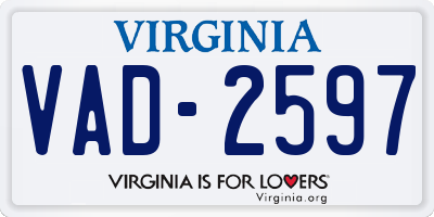 VA license plate VAD2597