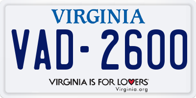 VA license plate VAD2600