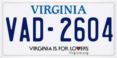 VA license plate VAD2604