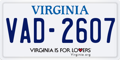 VA license plate VAD2607