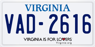 VA license plate VAD2616