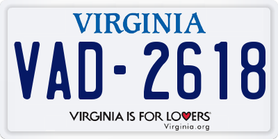 VA license plate VAD2618