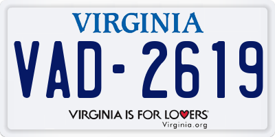 VA license plate VAD2619